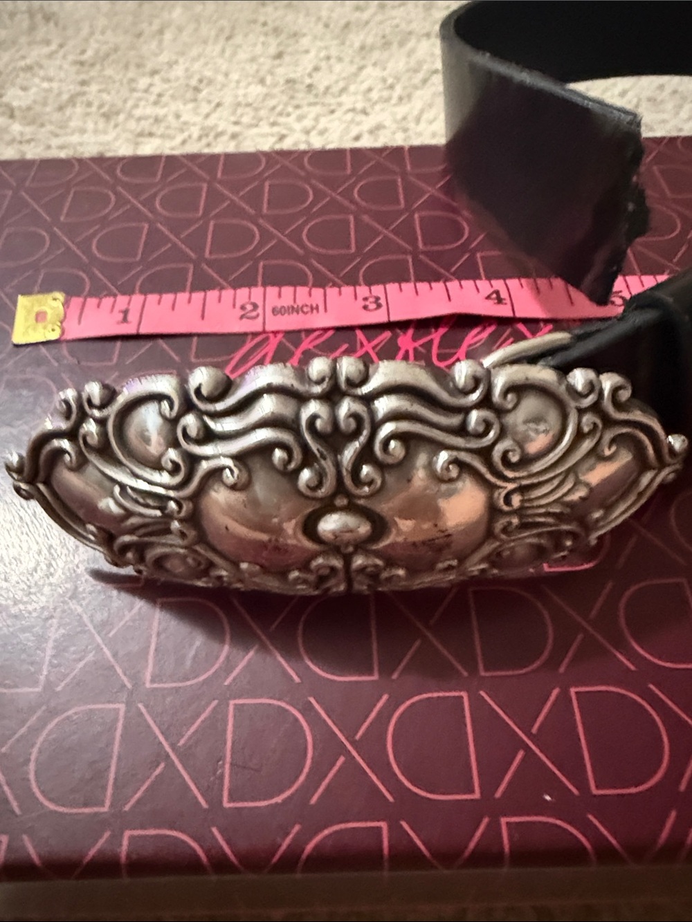 Ornate Silver Decorative Belt Buckle - Women's Accessory vintage
